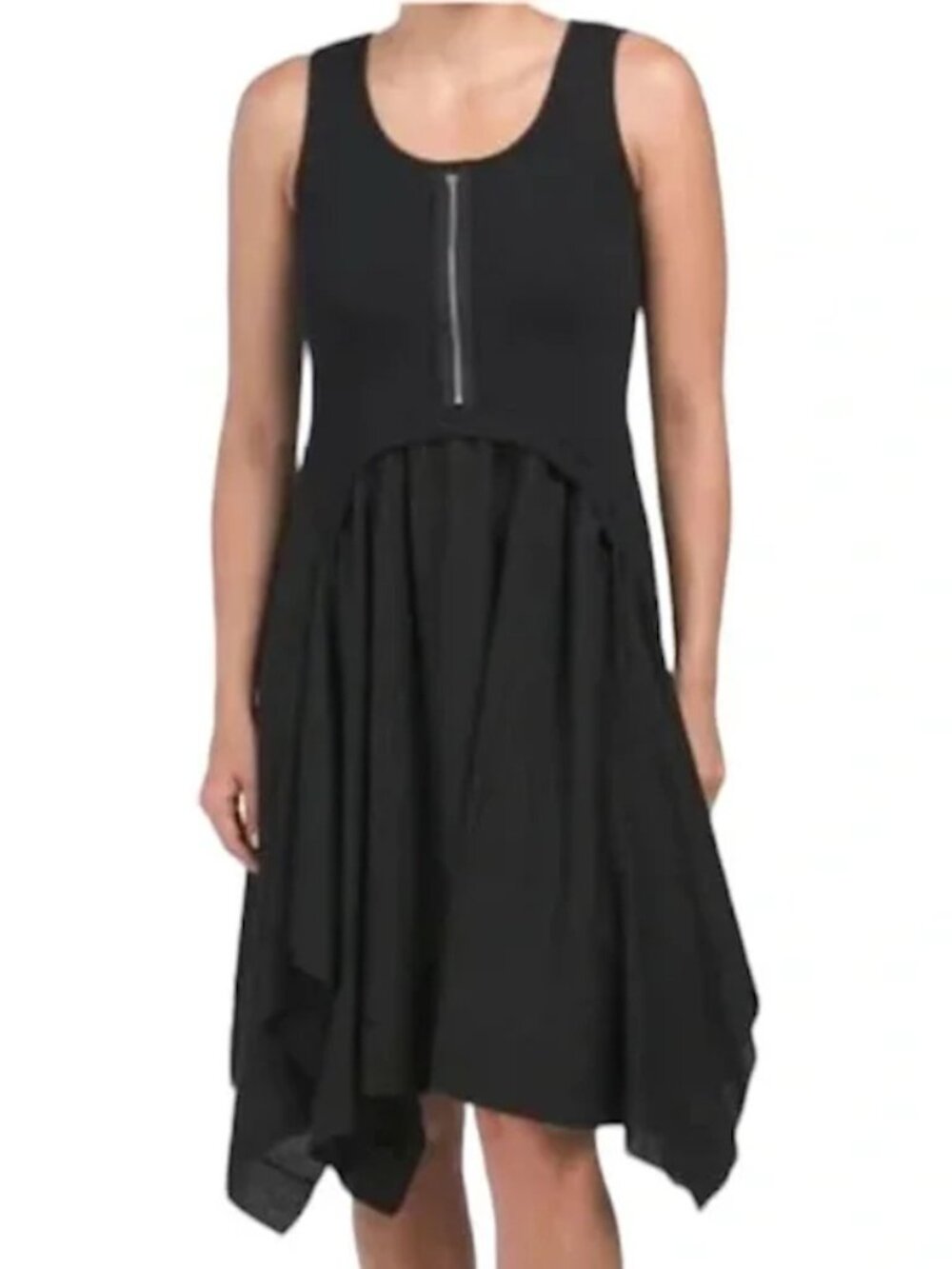 FORCYNTHIA black linen blend sleeveless dress w/zipper XL NWT lagenlook